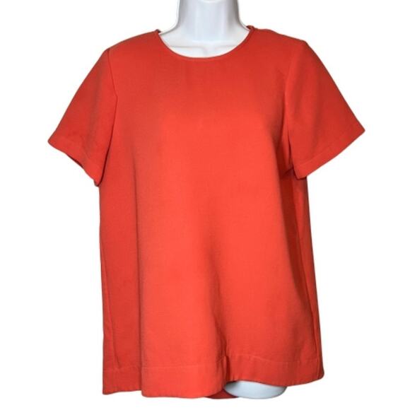 Madewell Womens Blouse Orange Short Sleeve Crew Neck Keyhole Hi Low Top, M - Picture 5 of 12